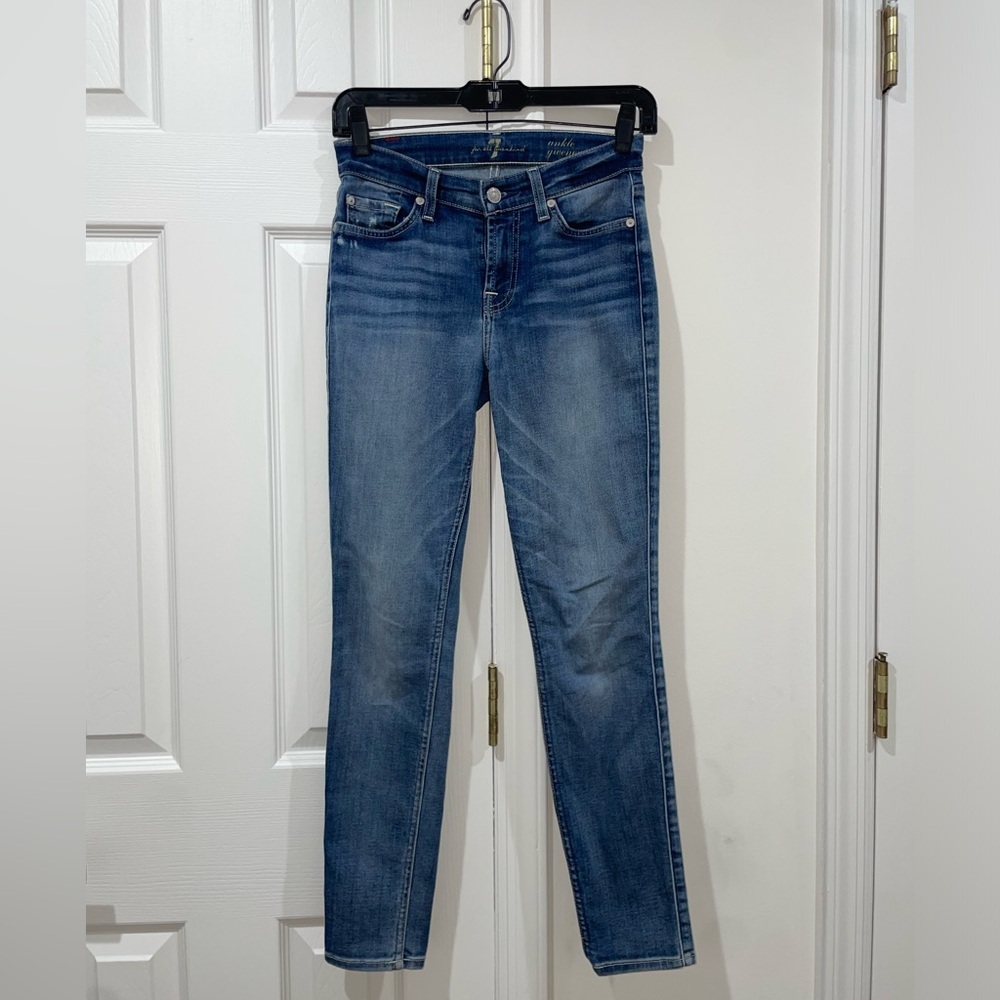 7 For All Mankind Ankle Gwenevere Blue Skinny Denim Jeans Size 24